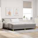 LED Box Spring Bed med pude Gråbrun 200 x 200 cm Stof