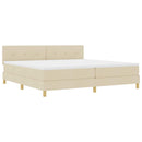 LED Box Spring Bed med pude Creme 200 x 200 cm Stof