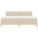 LED Box Spring Bed med pude Creme 200 x 200 cm Stof