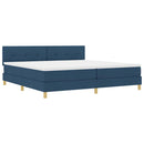 LED Box Spring Bed med LED-lysstrimler Blå 200 x 200 cm Stof