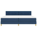 LED Box Spring Bed med LED-lysstrimler Blå 200 x 200 cm Stof
