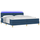 LED Box Spring Bed med LED-lysstrimler Blå 200 x 200 cm Stof
