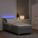 LED Box Spring Bed med LED-lysstrimler Lysegrå 80 x 200 cm Stof