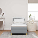 LED Box Spring Bed med LED-lysstrimler Lysegrå 80 x 200 cm Stof