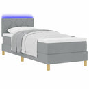 LED Box Spring Bed med LED-lysstrimler Lysegrå 80 x 200 cm Stof