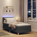 LED Box Spring Bed med pude Mørkegrå 80 x 200 cm Stof