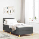 LED Box Spring Bed med pude Mørkegrå 80 x 200 cm Stof
