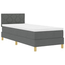 LED Box Spring Bed med pude Mørkegrå 80 x 200 cm Stof
