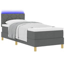 LED Box Spring Bed med pude Mørkegrå 80 x 200 cm Stof