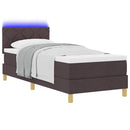 LED Box Spring Bed med hovedgærde Mørk Brun 80 x 200 cm Stof