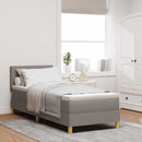 LED Box Spring Bed med LED-lysstrimler Gråbrun 80 x 200 cm Stof