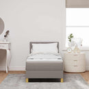 LED Box Spring Bed med LED-lysstrimler Gråbrun 80 x 200 cm Stof