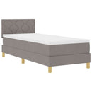 LED Box Spring Bed med LED-lysstrimler Gråbrun 80 x 200 cm Stof