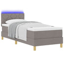 LED Box Spring Bed med LED-lysstrimler Gråbrun 80 x 200 cm Stof