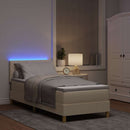 LED Box Spring Bed med LED-lysstrimler Creme 80 x 200 cm Stof