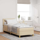 LED Box Spring Bed med LED-lysstrimler Creme 80 x 200 cm Stof