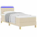 LED Box Spring Bed med LED-lysstrimler Creme 80 x 200 cm Stof