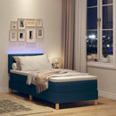 LED Box Spring Bed med LED-lysstrimler Blå 80 x 200 cm Stof