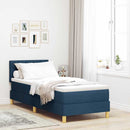 LED Box Spring Bed med LED-lysstrimler Blå 80 x 200 cm Stof