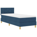 LED Box Spring Bed med LED-lysstrimler Blå 80 x 200 cm Stof