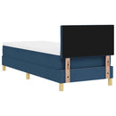 LED Box Spring Bed med LED-lysstrimler Blå 80 x 200 cm Stof