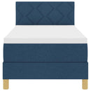 LED Box Spring Bed med LED-lysstrimler Blå 80 x 200 cm Stof