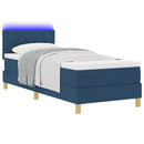 LED Box Spring Bed med LED-lysstrimler Blå 80 x 200 cm Stof