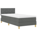 LED Box Spring Bed med hovedgærde Mørkegrå 90 x 190 cm Stof