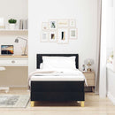 LED Box Spring Bed med LED-lysstrimler Sort 90 x 190 cm Stof