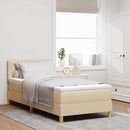 LED Box Spring Bed med LED-lysstrimler Creme 90 x 190 cm Stof