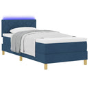 LED Box Spring Bed med pude med hovedgærde Blå 90 x 190 cm Stof