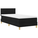 LED Box Spring Bed med LED-lysstrimler Sort 90 x 200 cm Stof