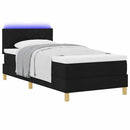 LED Box Spring Bed med LED-lysstrimler Sort 90 x 200 cm Stof