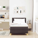 LED Box Spring Bed med hovedgærde Mørk Brun 90 x 200 cm Stof