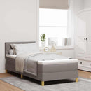 LED Box Spring Bed med LED-lysstrimler Gråbrun 90 x 200 cm Stof