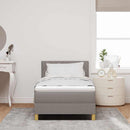LED Box Spring Bed med LED-lysstrimler Gråbrun 90 x 200 cm Stof