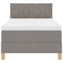 LED Box Spring Bed med LED-lysstrimler Gråbrun 90 x 200 cm Stof