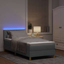 LED Box Spring Bed med hovedgærde Lysegrå 100 x 200 cm Stof