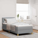 LED Box Spring Bed med hovedgærde Lysegrå 100 x 200 cm Stof