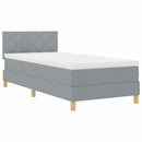 LED Box Spring Bed med hovedgærde Lysegrå 100 x 200 cm Stof