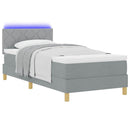 LED Box Spring Bed med hovedgærde Lysegrå 100 x 200 cm Stof