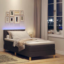 LED Box Spring Bed med hovedgærde Mørk Brun 100 x 200 cm Stof