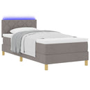 LED Box Spring Bed med hovedgærde Gråbrun 100 x 200 cm Stof