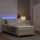LED Box Spring Bed med pude Creme 100 x 200 cm Stof