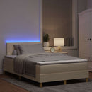 LED Box Spring Bed med pude Creme 120 x 190 cm Stof