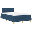 LED Box Spring Bed med LED-lysstrimler Blå 120 x 190 cm Stof