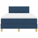 LED Box Spring Bed med LED-lysstrimler Blå 120 x 190 cm Stof