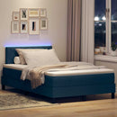 LED Box Spring Bed med LED-lysstrimler Blå 120 x 200 cm Stof