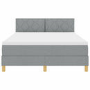 LED Box Spring Bed med hovedgærde Lysegrå 140 x 190 cm Stof