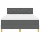 LED Box Spring Bed med hovedgærde Mørkegrå 140 x 190 cm Stof